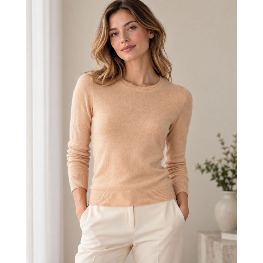 Lord & Taylor 100% Cashmere Crew Neck Sweater XS Women’s Peach Beige Lightweight